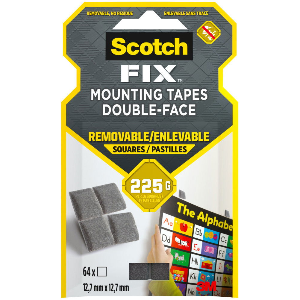 3M Scotch-Fi× snímatelné montážní čtverečky 12,7 mm × 12,7 mm, 64 ks (108-ST64-P)