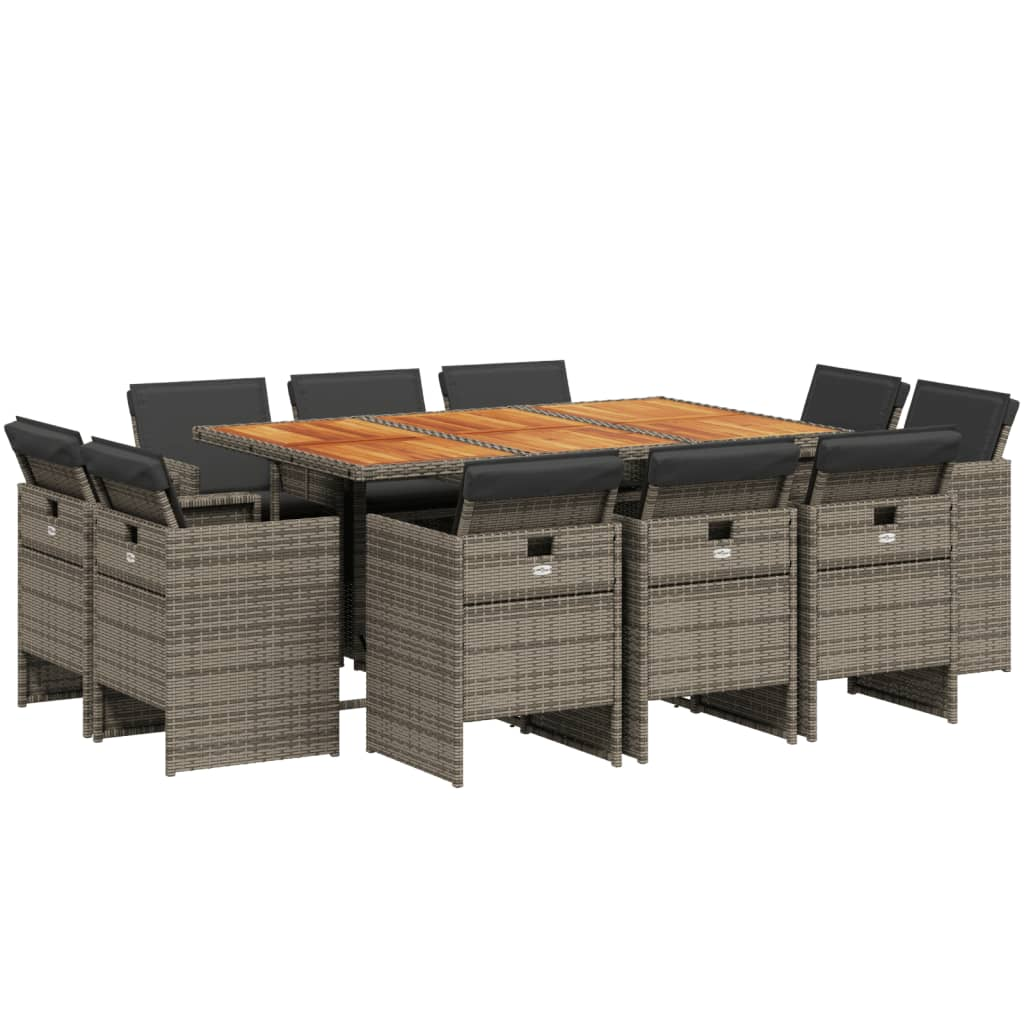 11 részes szürke polyrattan kerti ülőgarnitúra párnákkal (3277801)