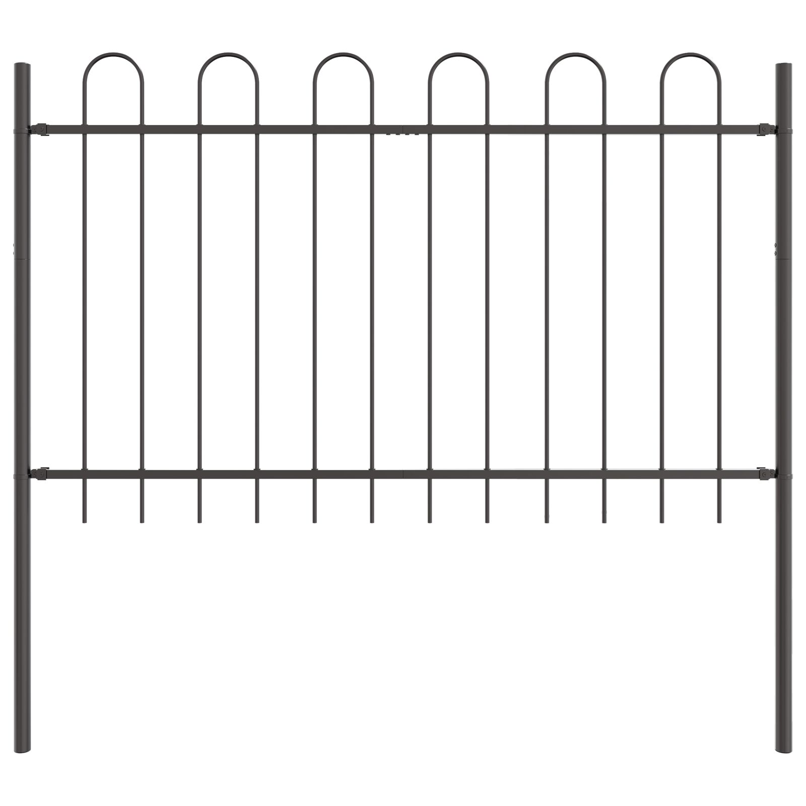 Kertkerítés Íves Felső Szürke 1,7x1,2 m Acél (42003876)