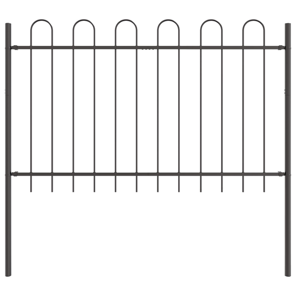 Kertkerítés Íves Felső Szürke 1,7x1,2 m Acél