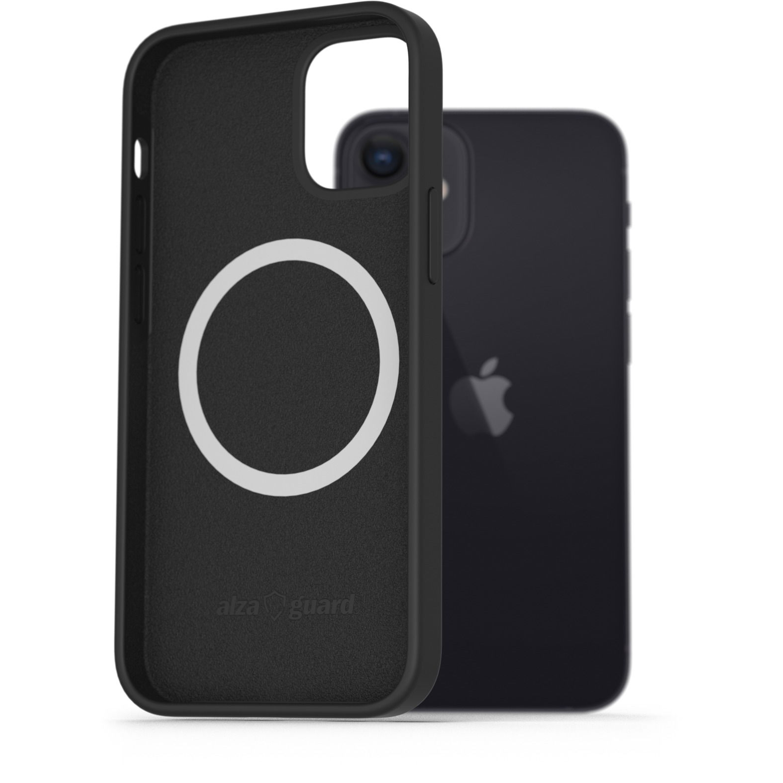 AlzaGuard Silicone Case Compatible with Magsafe iPhone 12 Mini fekete tok (AGD-PCMS13B)
