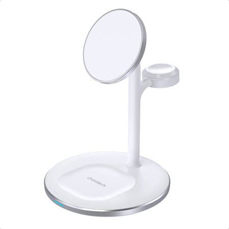 Безжично зарядно 3в1 Choetech, T585-F 15W, Съвместимо с Magsafe/iPhone/Apple Watch/AirPods, Бял