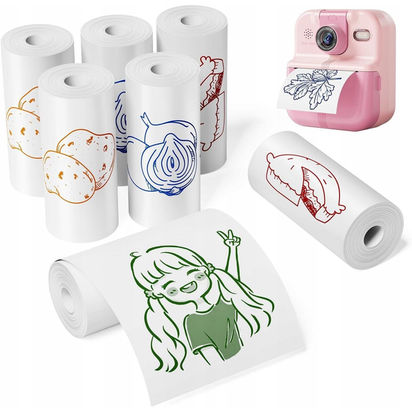Papier Wkład Wkłady Kolorowy Druk 7x Rolka 56mm X 5m Do Xrec P02 K22 / P2-rm-s01