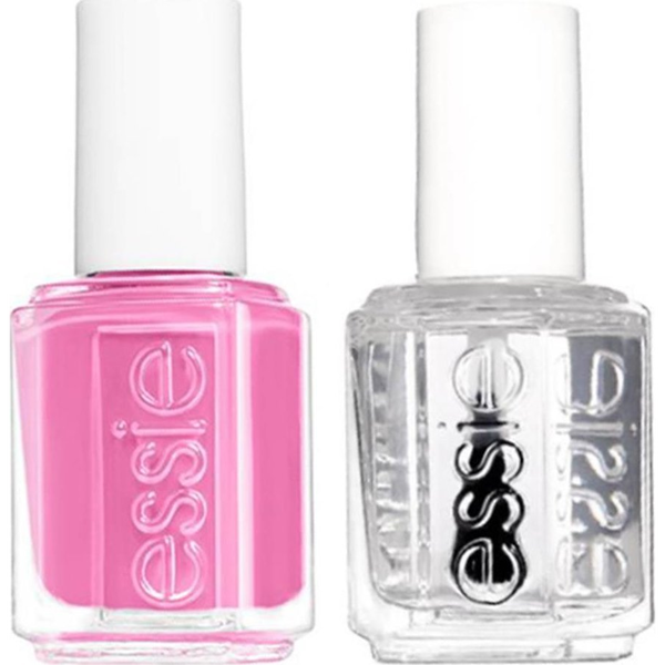 Set Essie: Nail Enamel, Vegan, Glossy Shine Finish, Nail Polish, 20, Lovie Dovie, 13.5 ml + Nail Care - Good To Go, Top Coat, Nail Strengthening Lacquer, 5 ml