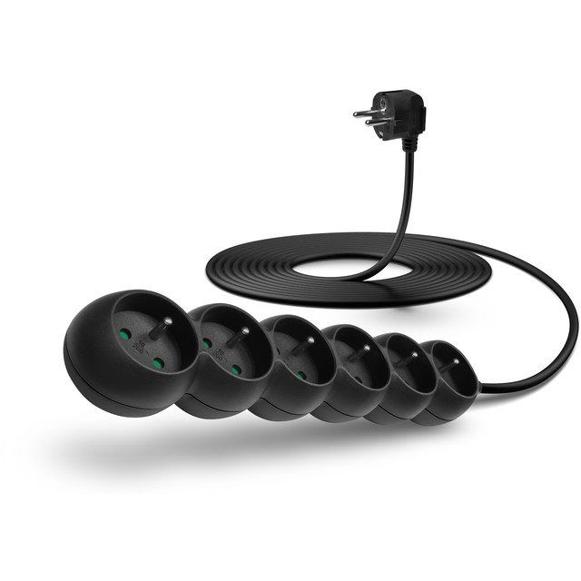 CONNECT IT Hosszabbító kábel 230 V, 6 aljzat, 5 m, fekete (CES-1320-BK)