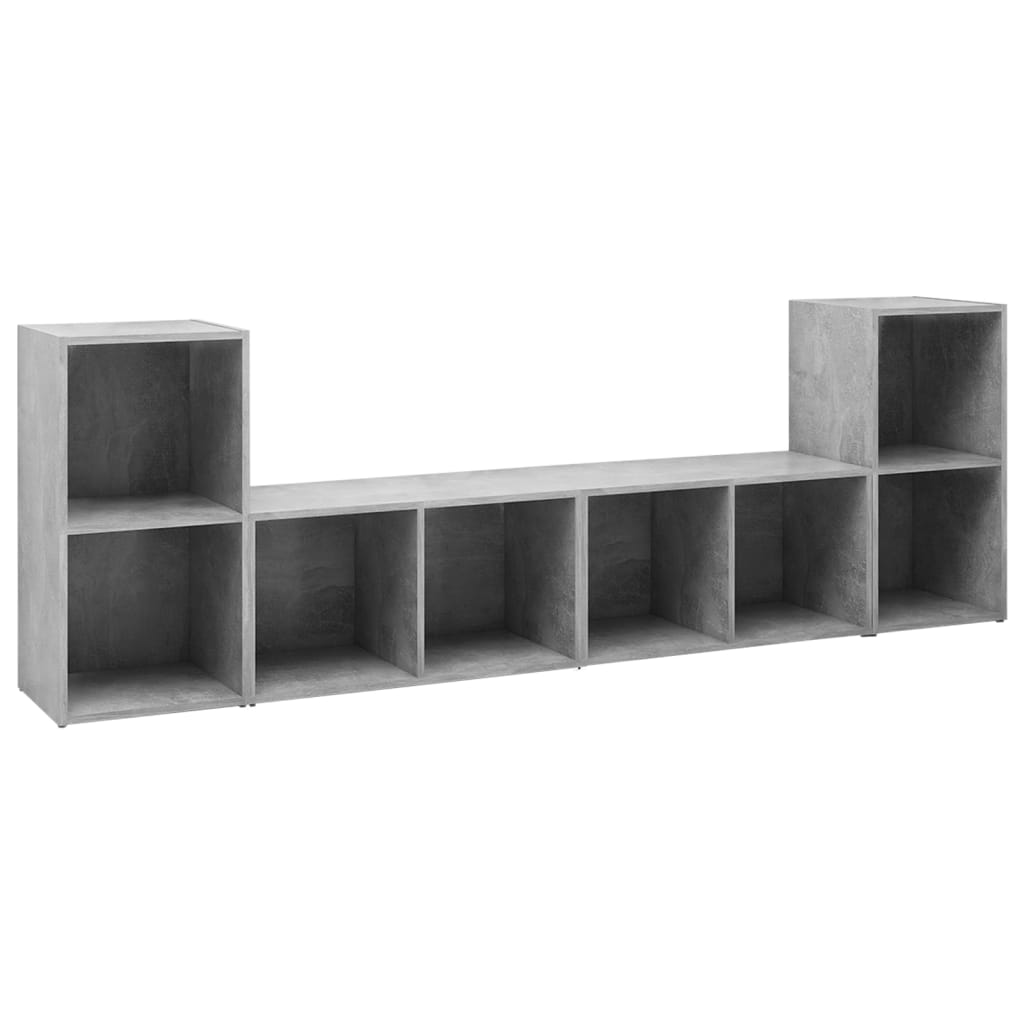 4 db betonszürke forgácslap TV-szekrény 72 x 35 x 36,5 cm (3079974)