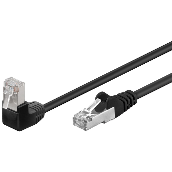 Goobay 94187 F/UTP CAT5e 90° Derékszögű Patch kábel 1m - Fekete