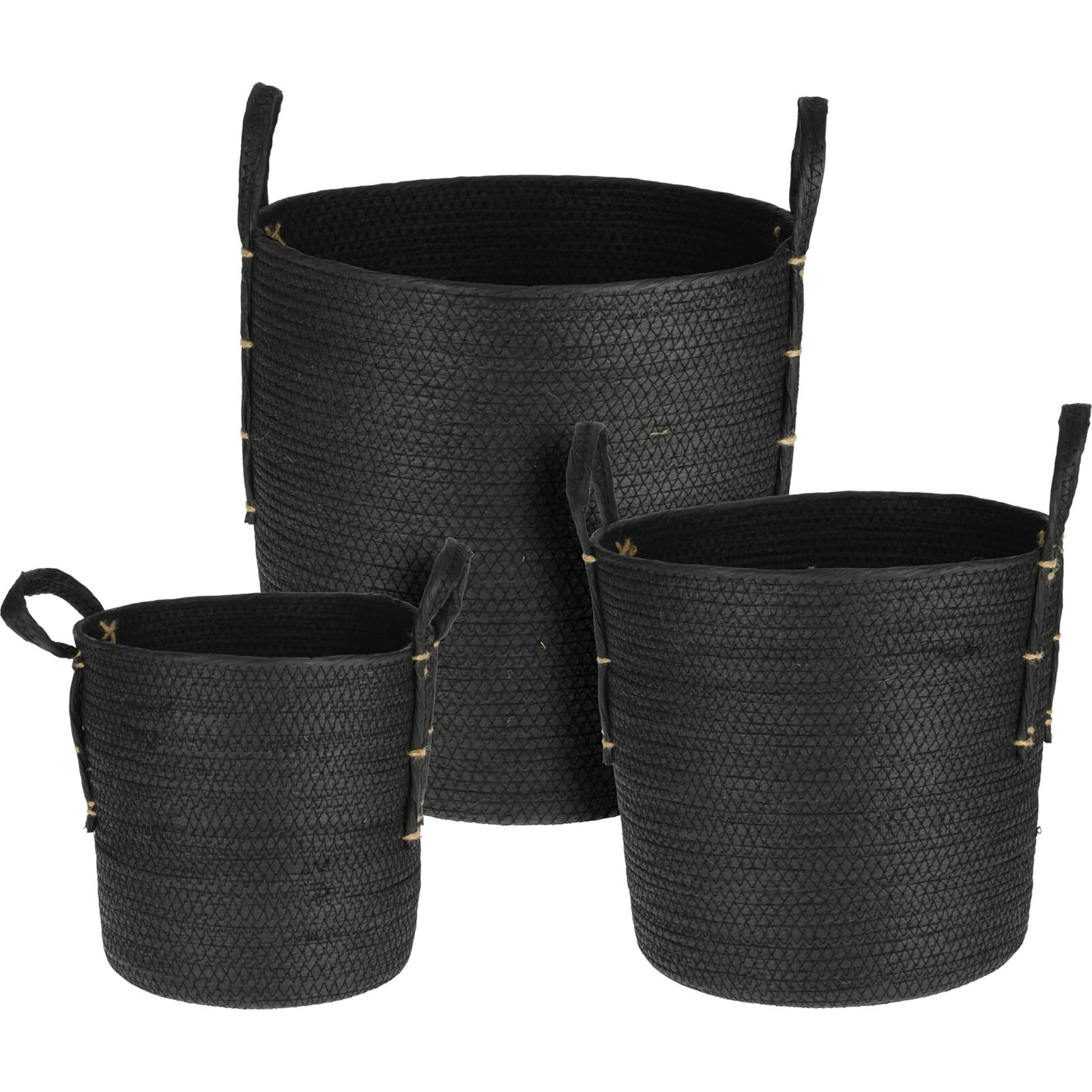 H&L Handle Storage basket set 3 pcs woven paper black (A815-00-00)