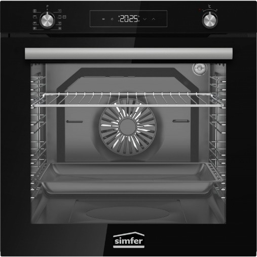 SIMFER Beépíthető pirolitikus sütő 80L fekete BI-81608P