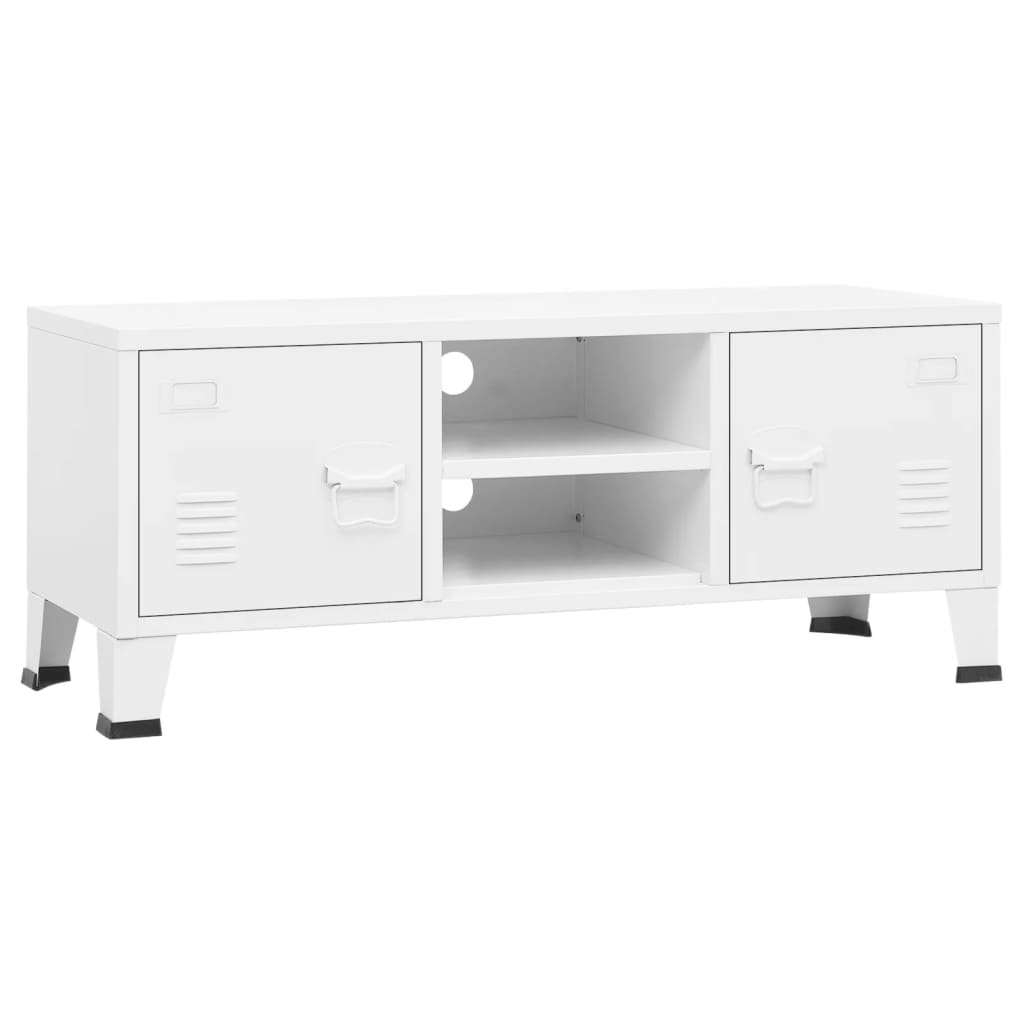 fehér fém ipari stílusú TV-szekrény 105 x 35 x 42 cm (339619)