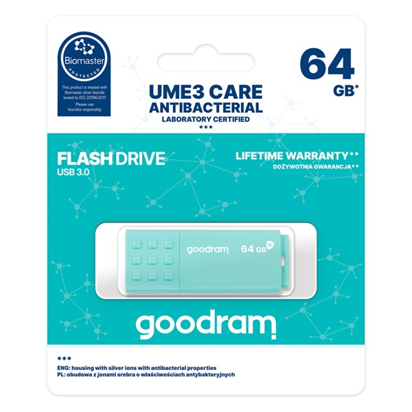 Goodram UME3 USB flash drive 64 GB USB Type-A 3.2 Gen 1 (3.1 Gen 1) Turkoois