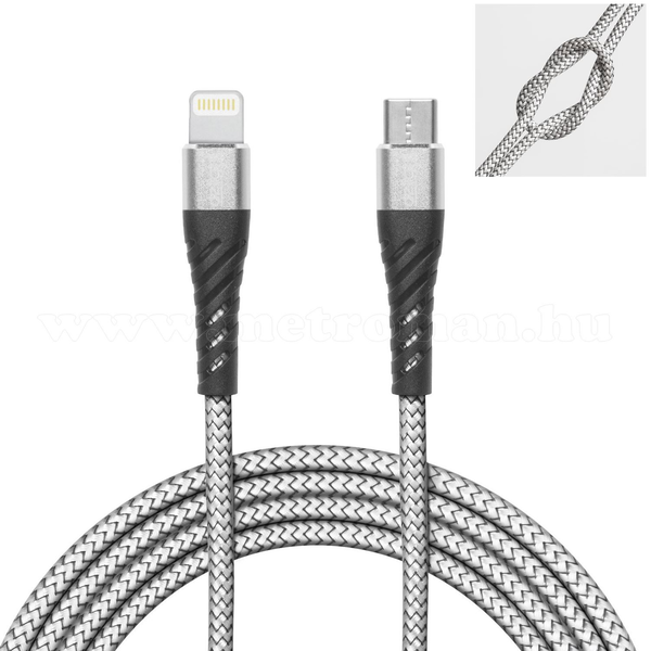 Delight Lightning apa - USB-C apa Adat- és töltőkábel 2m - Szürke