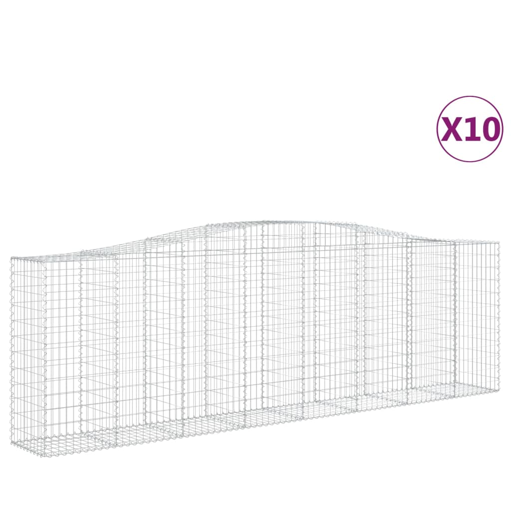 10 db íves horganyzott vas gabion kosár 400x50x120/140 cm (3145977)