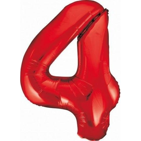 4-es Szám Fólia Lufi - 85 cm, Piros (BC-HCW4)