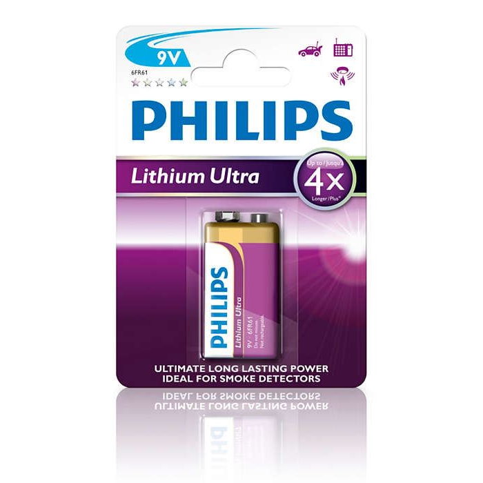 Philips Lítium 9V elem Lithium Ultra 1db (6FR61LB1A/10) (6FR61LB1A/10)