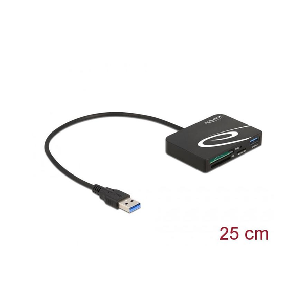 DELOCK Card Reader für XQD/SD/Micro SD + USB Typ-A Port