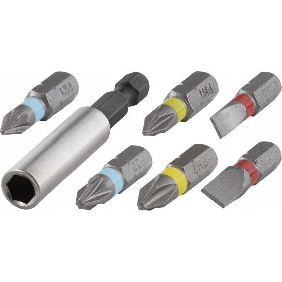 WOLFCRAFT Hornyos/kereszthornyos bit, PH+PZ, adapter, 7 db (WF2446000)