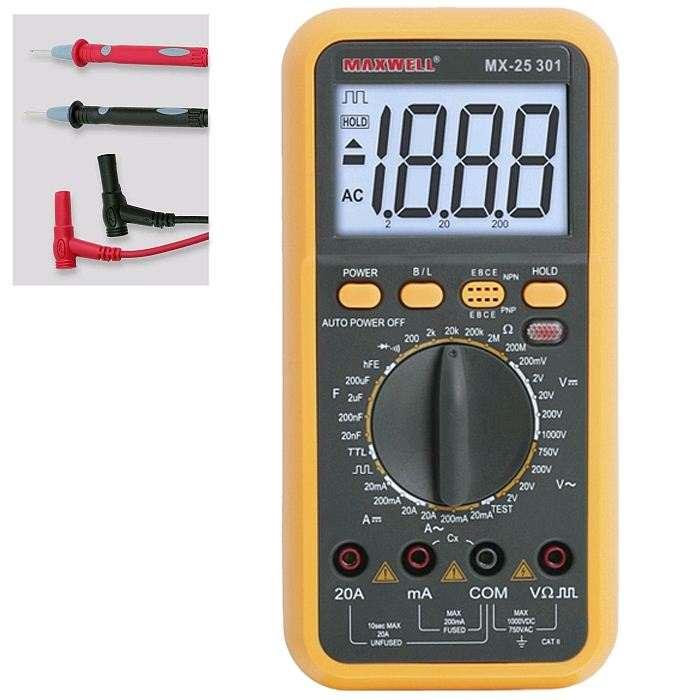 Maxwell digitális multiméter AC/DC AV,3,5dig (25301) (25301)