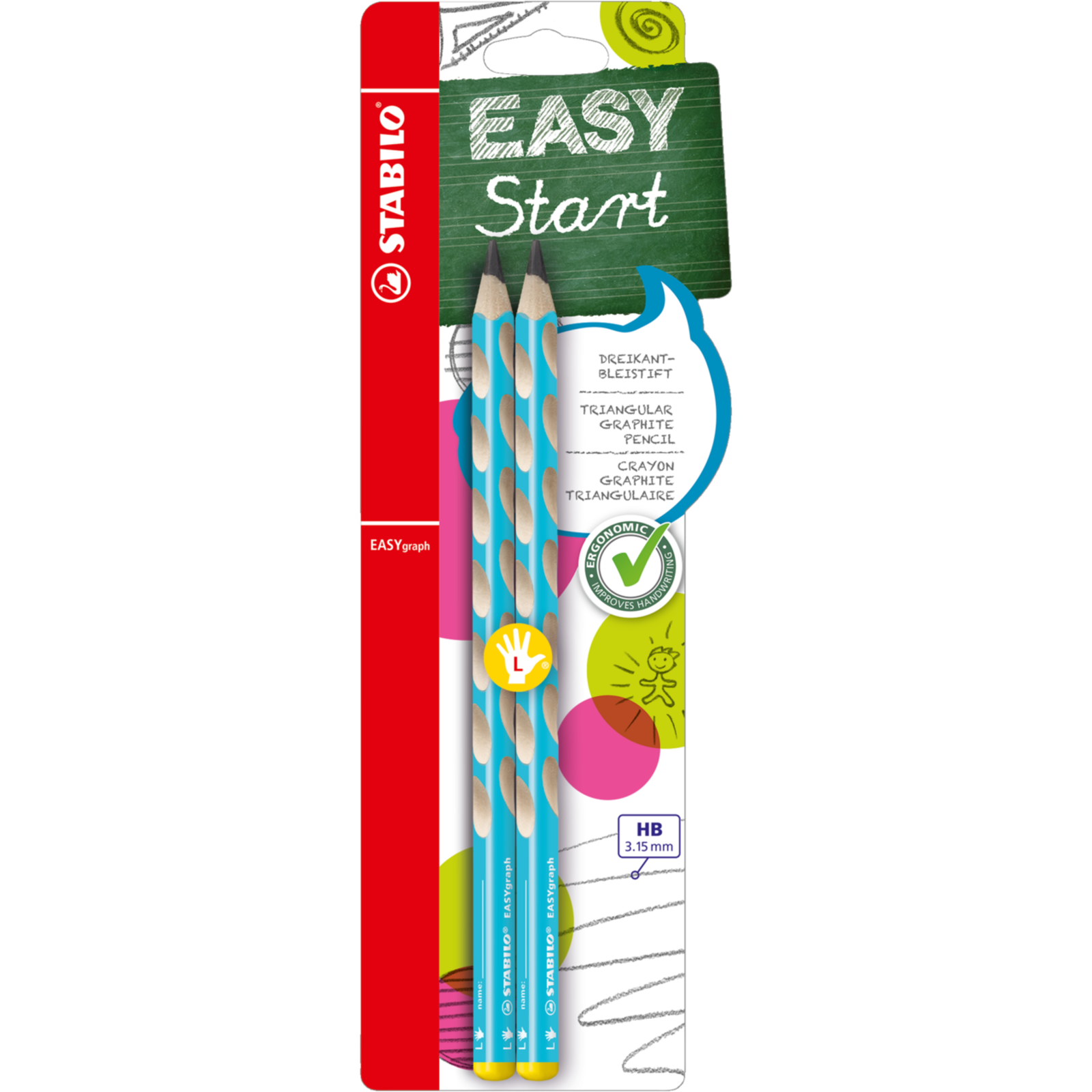 Stabilo EASYgraph L HB kék, 2 db buborékfólia (4006381498258)