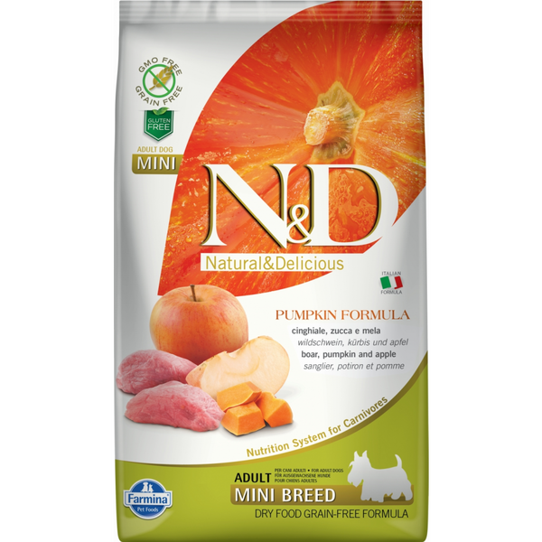 N&amp;D Dog Grain Free vaddisznó&amp;alma sütőtökkel adult mini 2,5kg