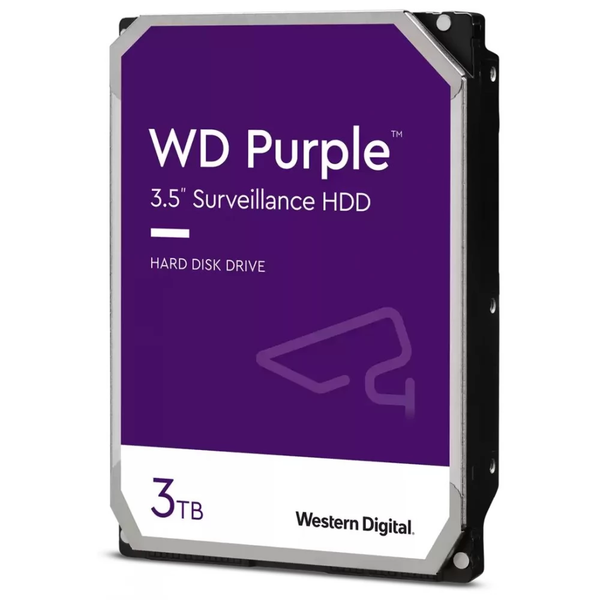 HDD Video Surveillance WD Purple 3TB CMR, 3.5'', 256MB, SATA 6Gbps, TBW: 180