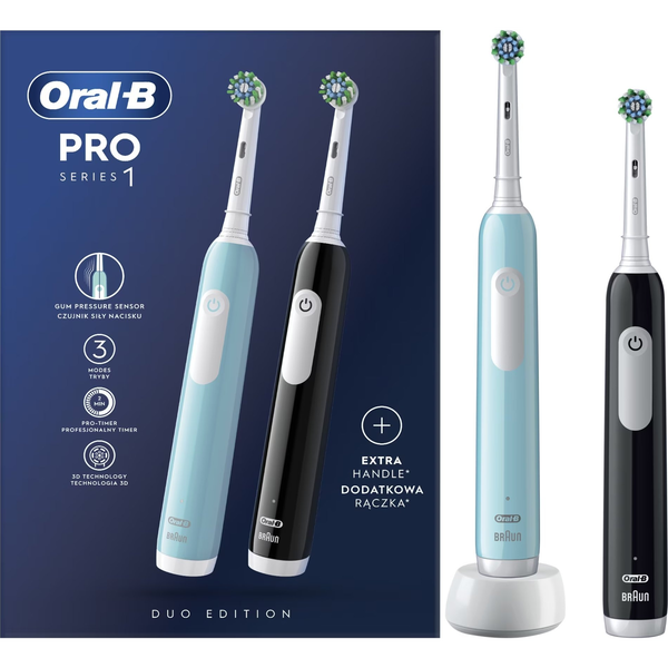 Електрическа четка за зъби Oral-B Pro Series 1 Duo, черна/синя