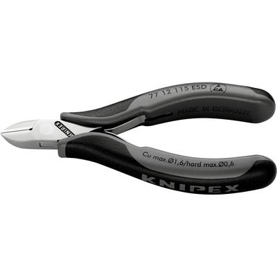 ESD elektronikai oldalcsípőfogó, lágy/közepes/kemény huzal max.: O 1,6/1,2/0,6 mm, Knipex 77 12 115 ESD (77 12 115 ESD)