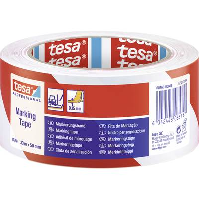Tesa (60760-00088-15) Padlójelölő szalag ® Professional Pirosfehér (H x Sz) 33 m x 50 mm 1 db (60760-00088-15)