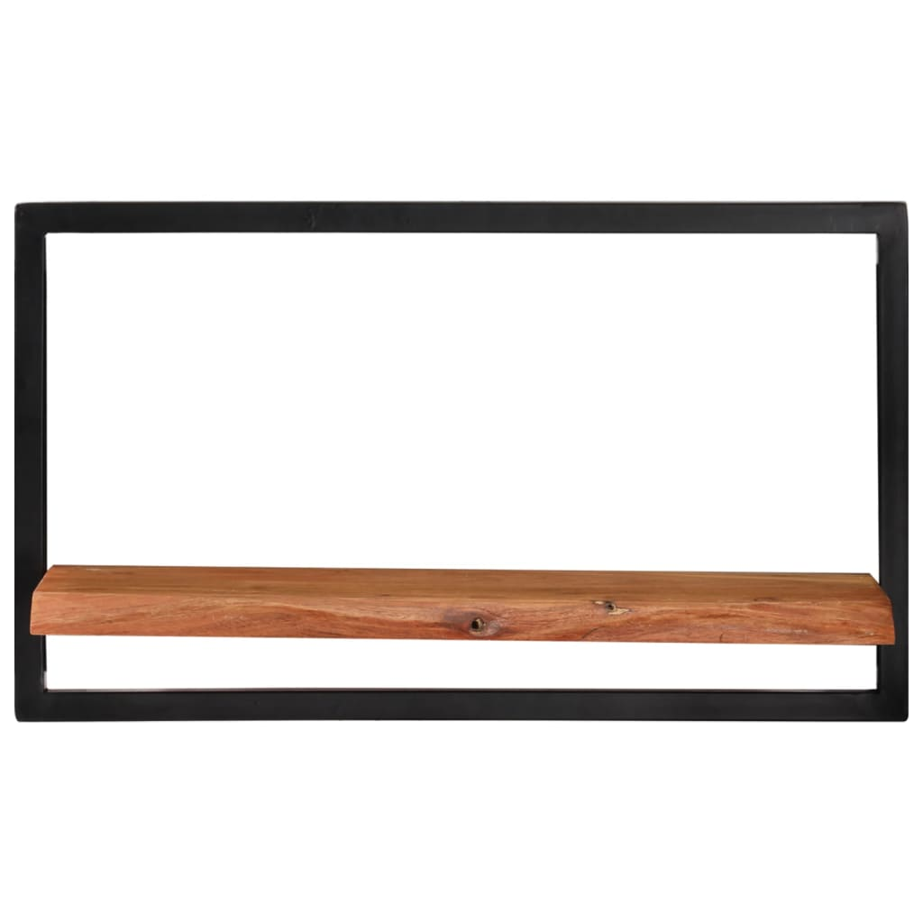 2 darab tömör akácfa és acél falipolc 60 x 25 x 35 cm (338459)