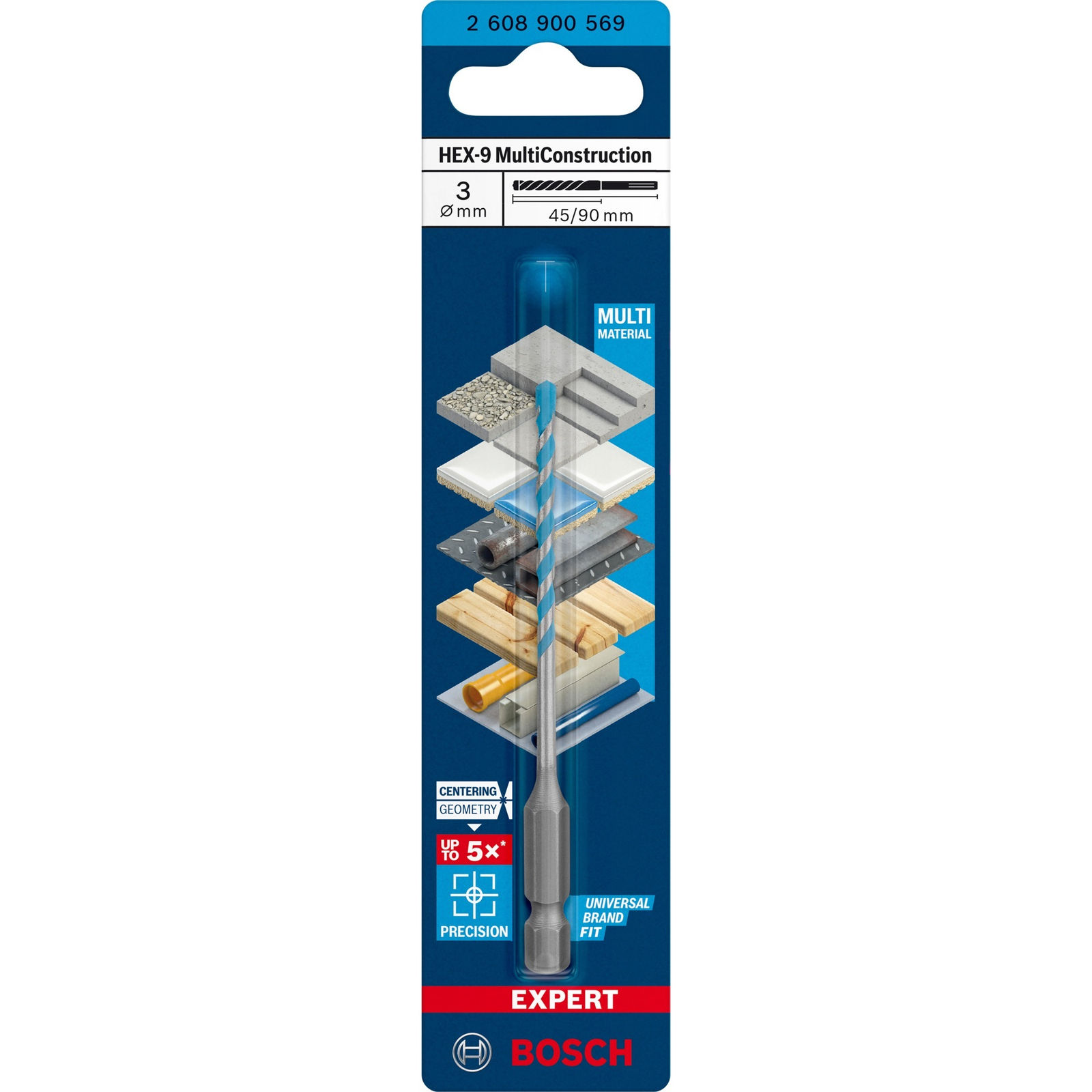 Bosch 2608900569 Expert HEX-9 MultiConstruction Fúrószár - 3x90mm (2608900569)