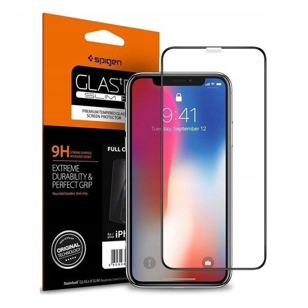 Apple iPhone XR / 11, защитно фолио за дисплея, удароустойчиво фолио (също и за извитата част!), Tempered Glass (закалено стъкло), 3D Full Cover, case-friendly, Spigen Glasstr Slim HD, черен (RS97139)