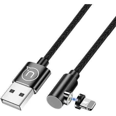 Usams SJ444USB01 jobb oldalas mágneses Lightning töltőkábel100cm fekete (1337678) (SJ444USB01)