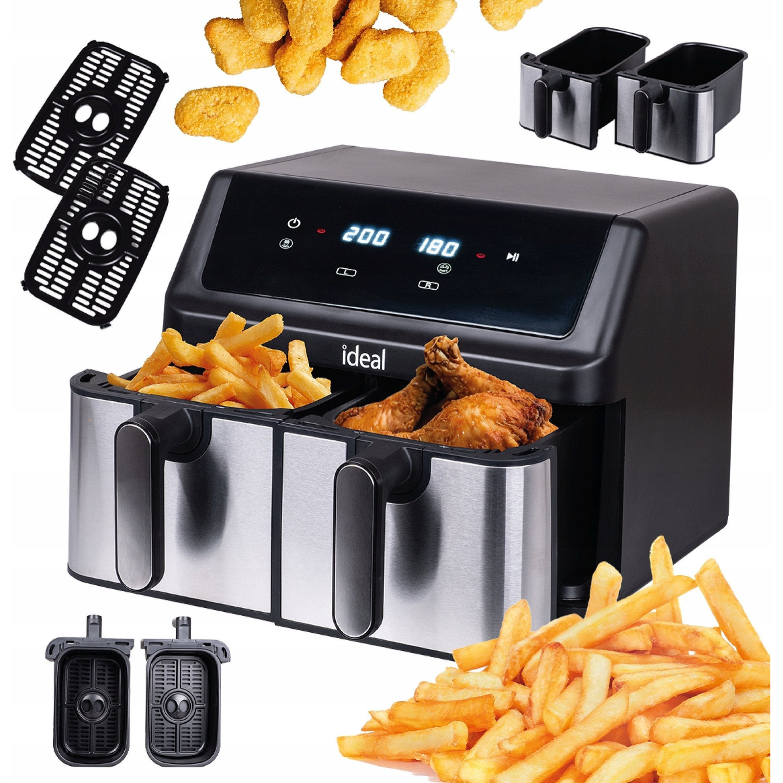Horkovzdušná fritéza Ideal IK1500 s výkonom 2000 W a objemom 9 l