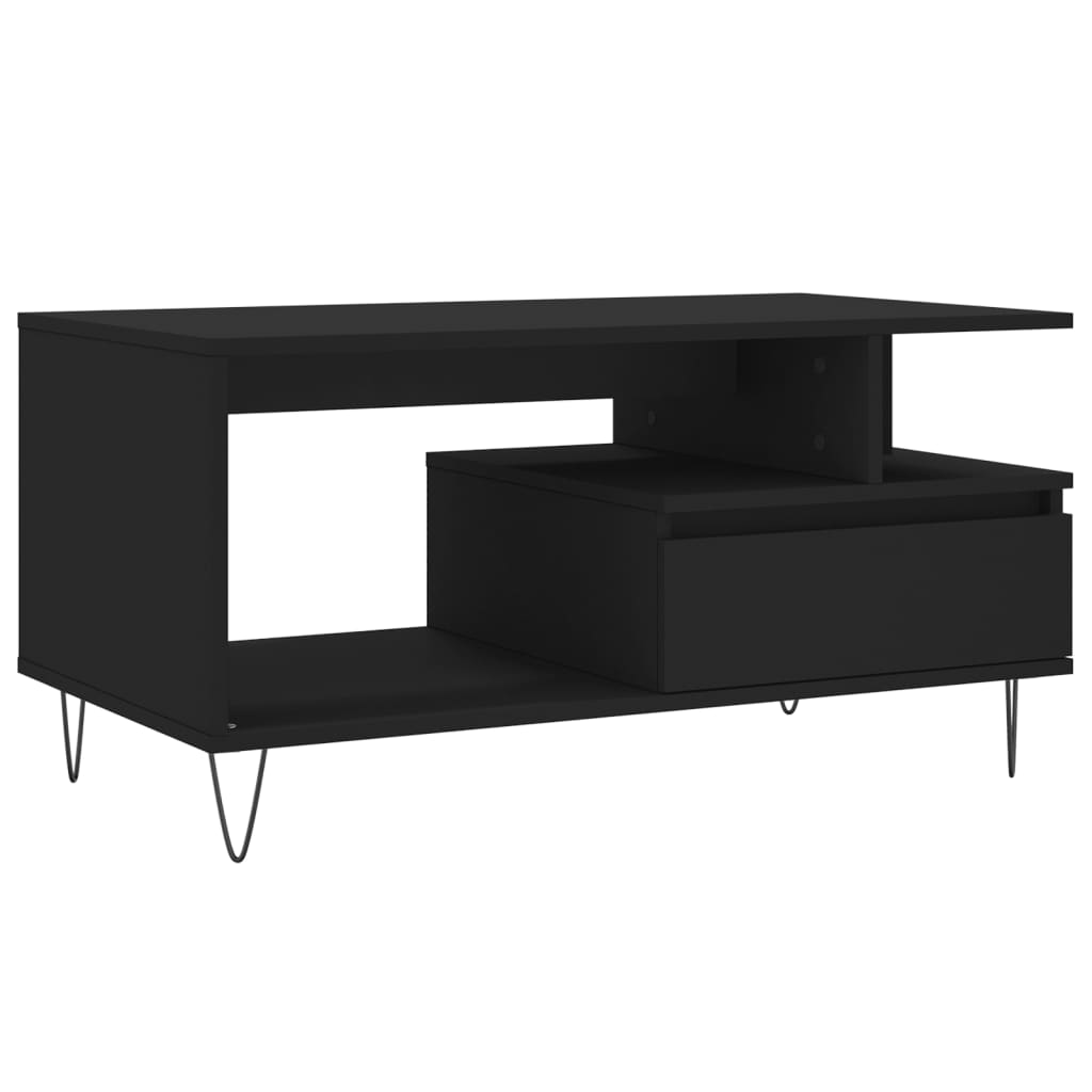 fekete szerelt fa dohányzóasztal 90 x 49 x 45 cm (831021)