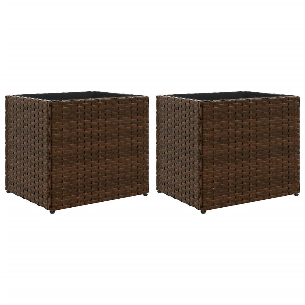 2 db barna polyrattan kerti ültetőláda 36x30x32 cm (3210532)