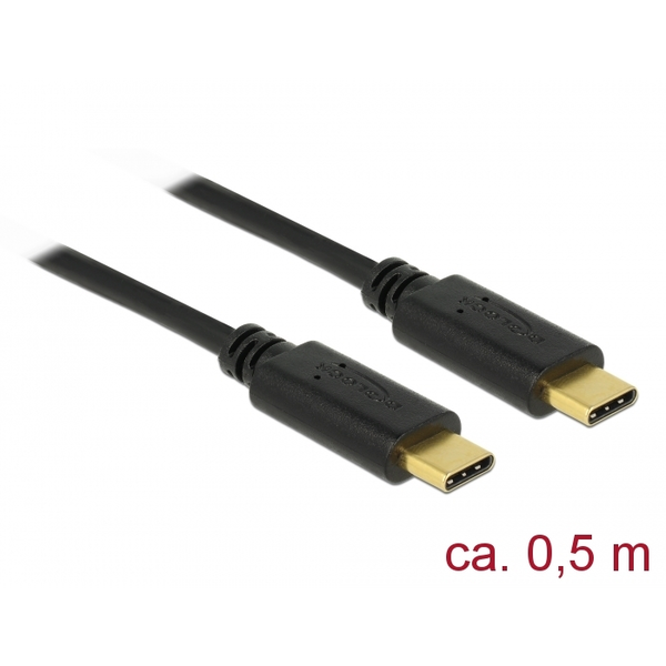 Delock USB 2.0 Kabel Type-C zu Type-C 0,5 m PD 5 A E-Marker