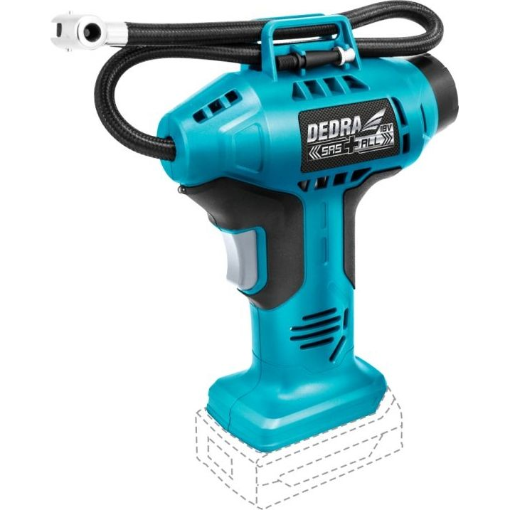 Dedra Akkumulátoros Kerékfúvató Kompresszor 18 V 11 Bar Akkumulátor és Töltő Nélkül (DED7078)