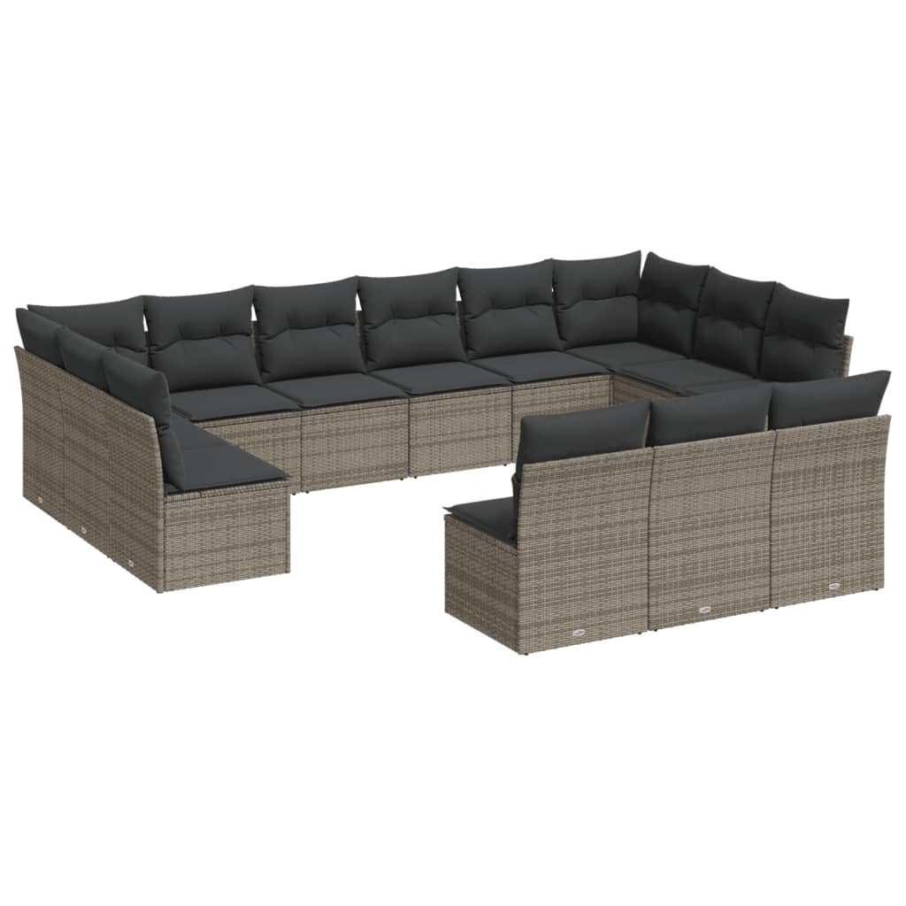 13 részes szürke polyrattan kerti ülőgarnitúra párnákkal (3250229)