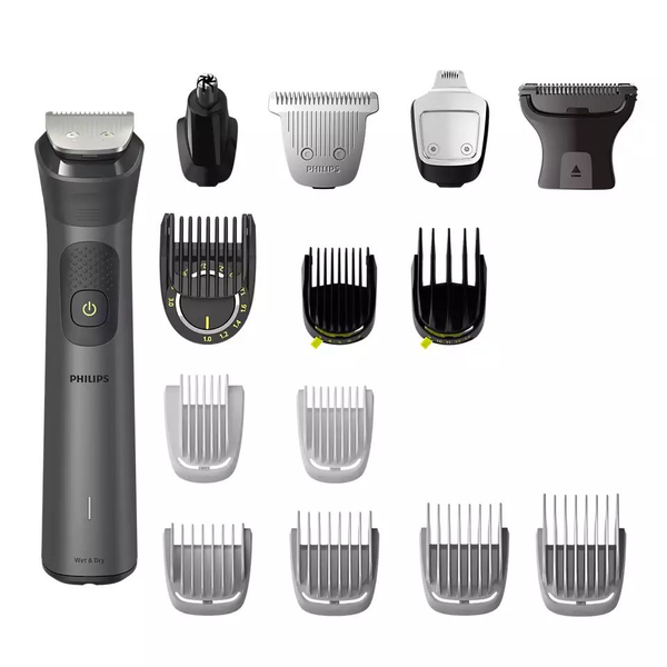 Тример за брада и коса 15 в 1 Philips Multigroom All in One MG7940/15, технология BeardSense, самонаточващи се стоманени остриета, 22 настройки за дължина, водоустойчив, калъф, черен / сребрист