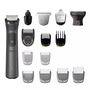 Тример за брада и коса 15 в 1 Philips Multigroom All in One MG7940/15, технология BeardSense, самонаточващи се стоманени остриета, 22 настройки за дължина, водоустойчив, калъф, черен / сребрист