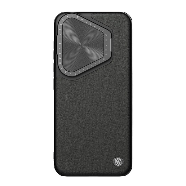 Nillkin CAMSHIELD PROP LEATHER műanyag telefonvédő (ütésállóság, bőr hatású hátlap, kameravédő, kitámasztó) FEKETE Huawei Pura 70 Pro (GP-159088)