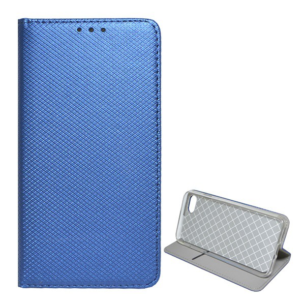 Tok álló, bőr hatású (FLIP, oldalra nyíló, asztali tartó funkció, rombusz minta) SÖTÉTKÉK [Apple iPhone SE 3 (2022)] (5996457746576)