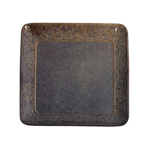 IRIS kerámia tányér virágosk kék/barna 21,7cm (171210)