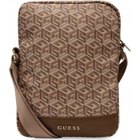 Geanta tableta, Guess GCube Stripe, maro, piele sintetica/poliester/nailon, 10"