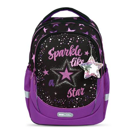Belmil Leisure Plus Sparkle like a Star Iskolatáska - Lila/Fekete (338-87/22)