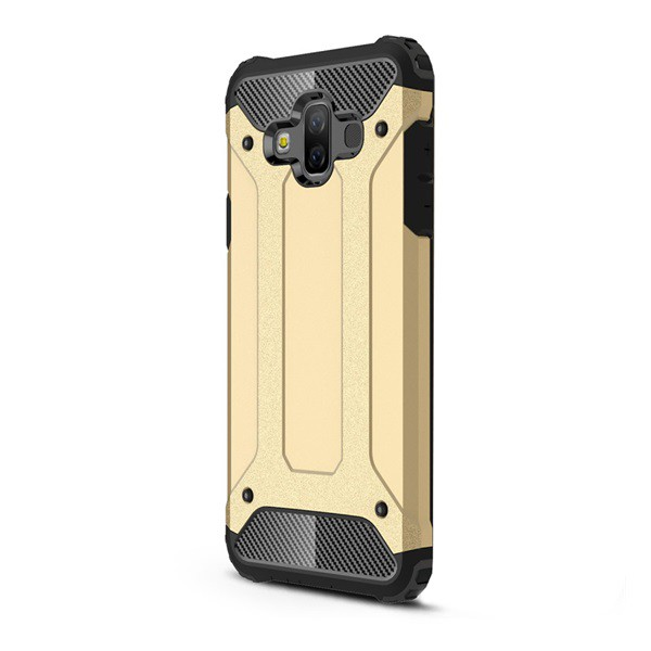 Defender műanyag telefonvédő (közepesen ütésálló, légpárnás sarok, szilikon belső, fémhatás) ARANY [Samsung Galaxy J7 Duo (2018) SM-J720FZ] (5996457776672)