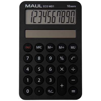 Maul ECO MD 1 Zsebszámológép Fekete Kijelző (számjegy): 10 Napenergiával üzemeltetett (Sz x Ma x Mé) 76 x 120 x 13 mm (7275090) (7275090)