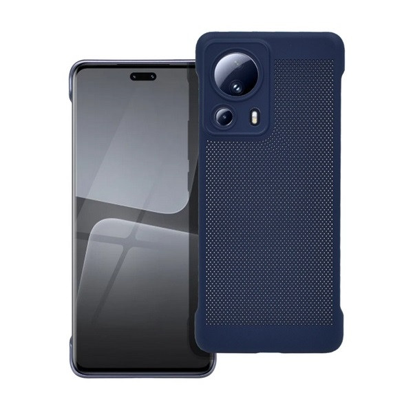 Xiaomi 13 Lite / Civi 2, Műanyag hátlap védőtok, légáteresztő, lyukacsos minta, Breezy, sötétkék (RS142614)