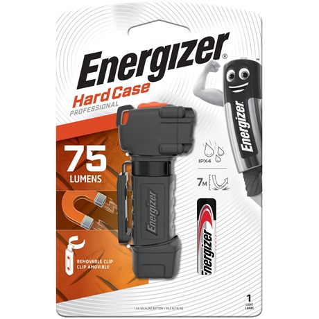 Energizer Hard Case LED zseblámpa, 75 lm, Mágneses támasztékkal, Ütésálló, IPX4, 1xAA elemmel