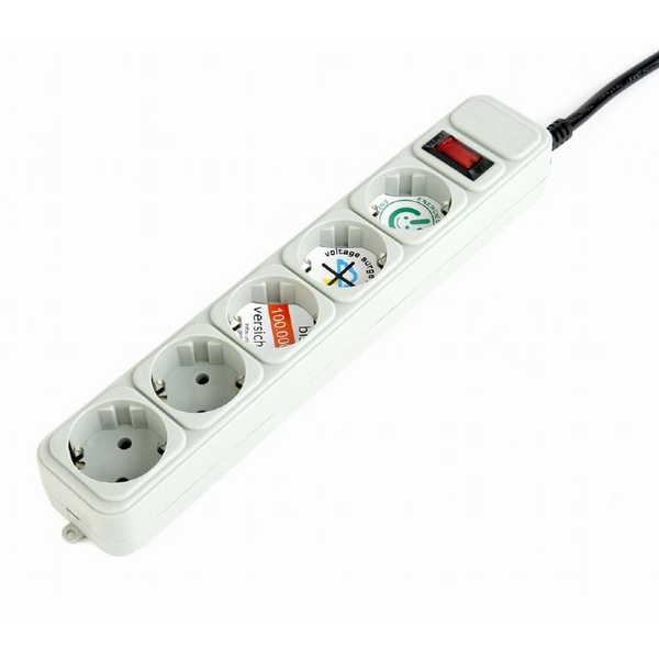 gembird Surge protector, 5 sockets, 6ft, 1,8 m
